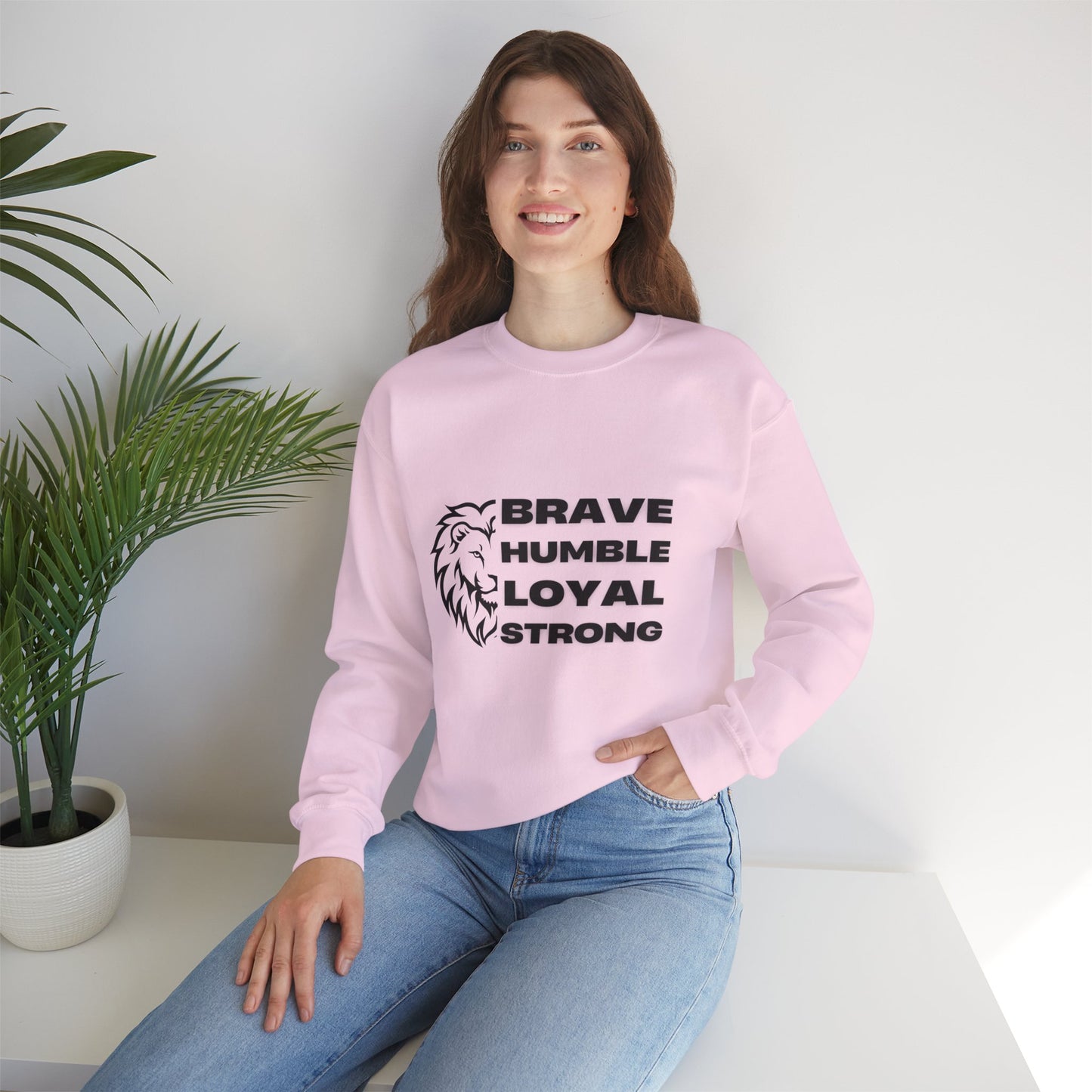 Unisex Heavy Blend™ Crewneck Sweatshirt Brave Humble Loyal Strong Lion