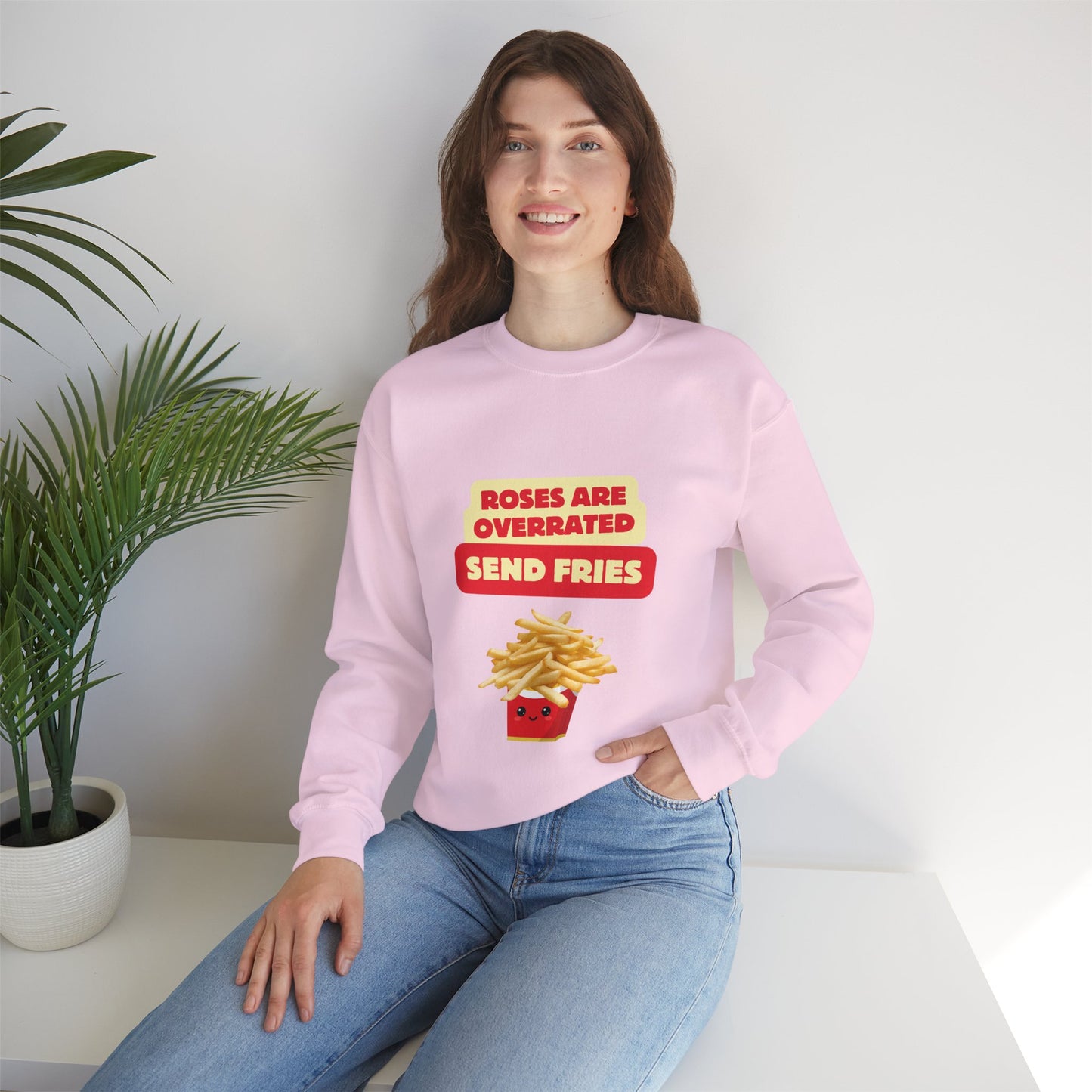 Unisex Heavy Blend™ Crewneck Sweatshirt "Roses Are Overrated Send Fries"