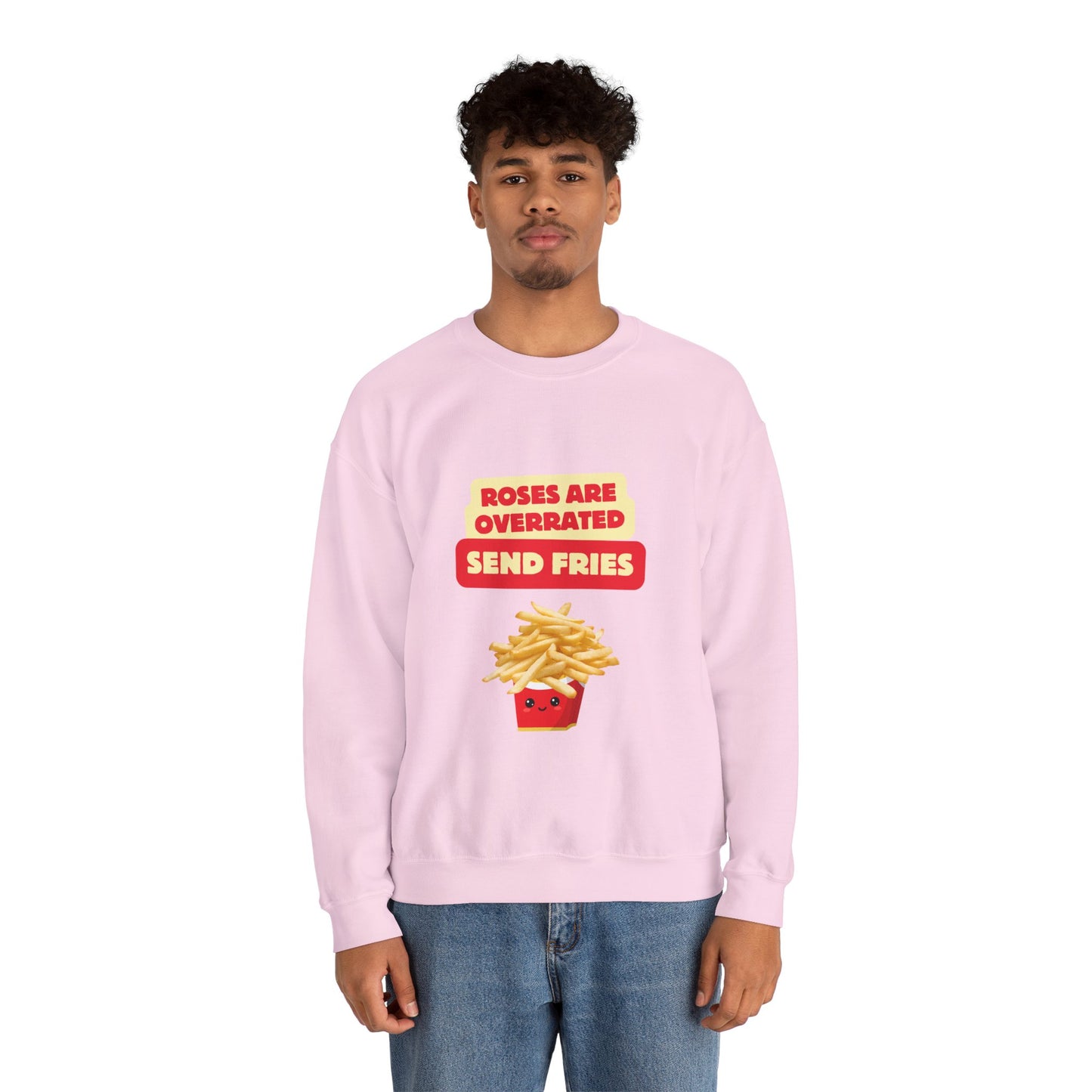 Unisex Heavy Blend™ Crewneck Sweatshirt "Roses Are Overrated Send Fries"
