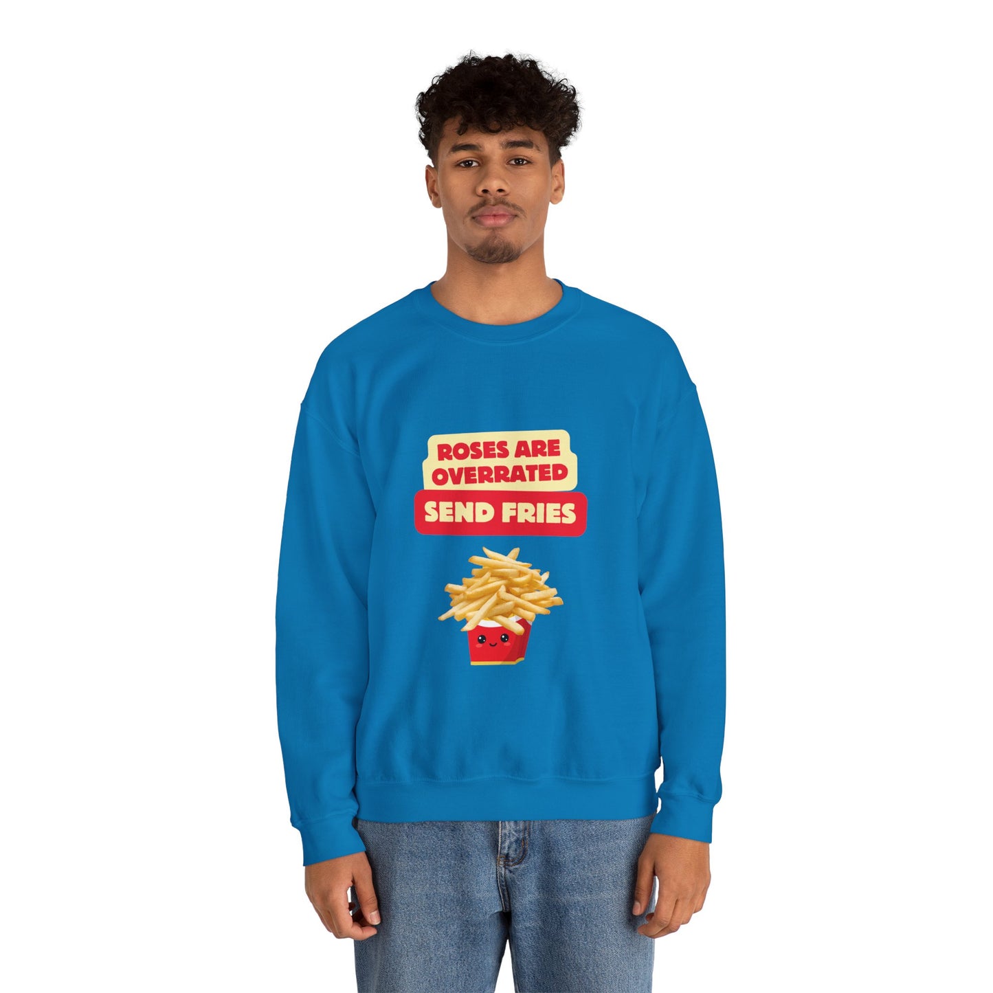 Unisex Heavy Blend™ Crewneck Sweatshirt "Roses Are Overrated Send Fries"
