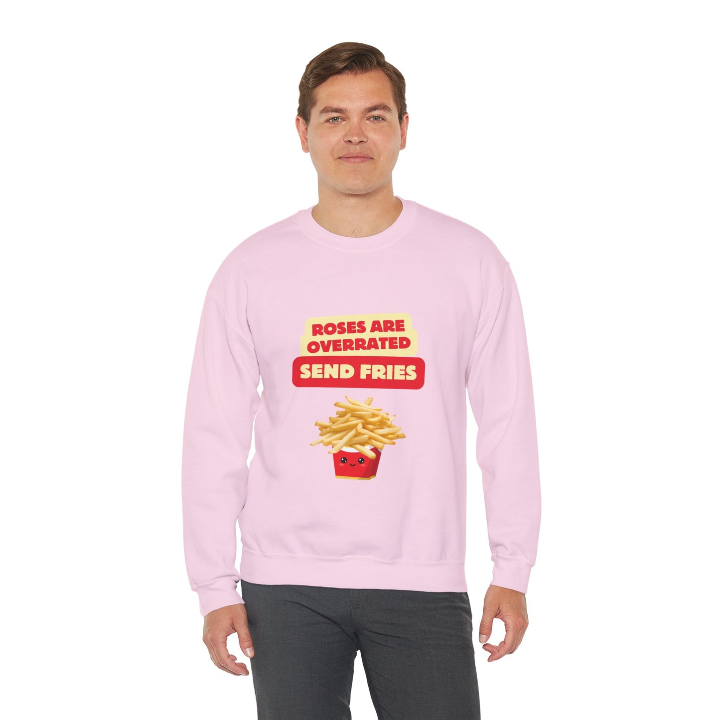 Unisex Heavy Blend™ Crewneck Sweatshirt "Roses Are Overrated Send Fries"