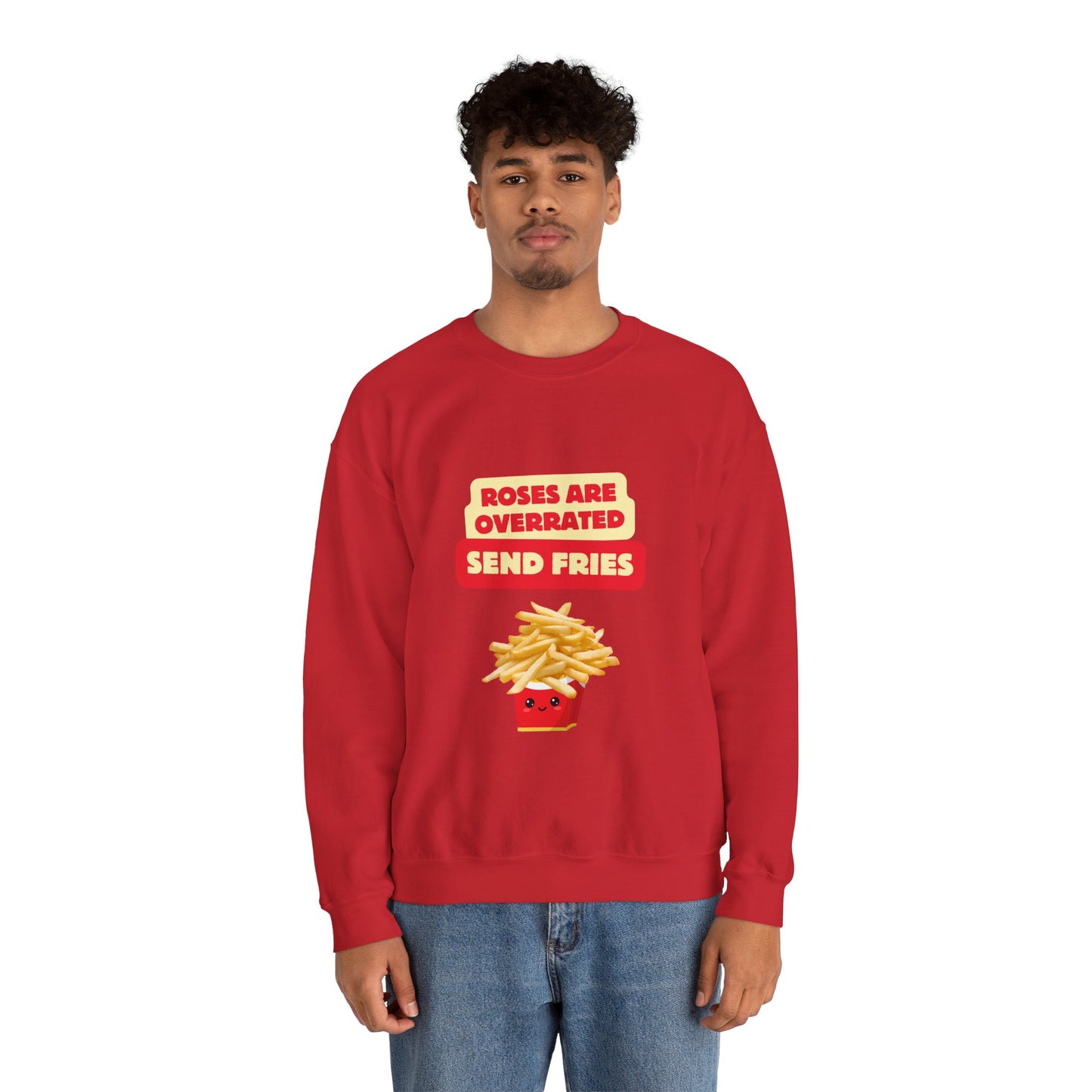 Unisex Heavy Blend™ Crewneck Sweatshirt "Roses Are Overrated Send Fries"