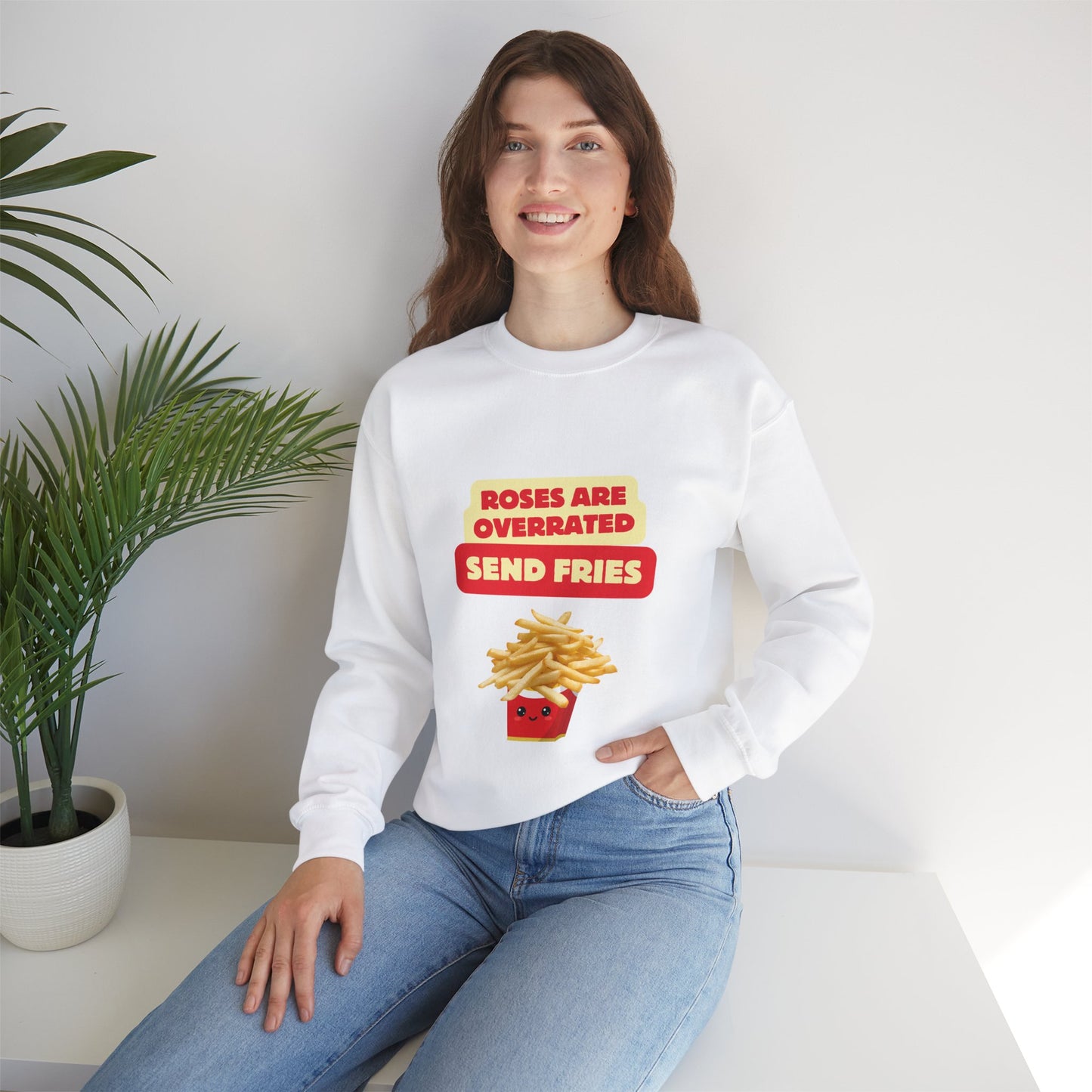 Unisex Heavy Blend™ Crewneck Sweatshirt "Roses Are Overrated Send Fries"