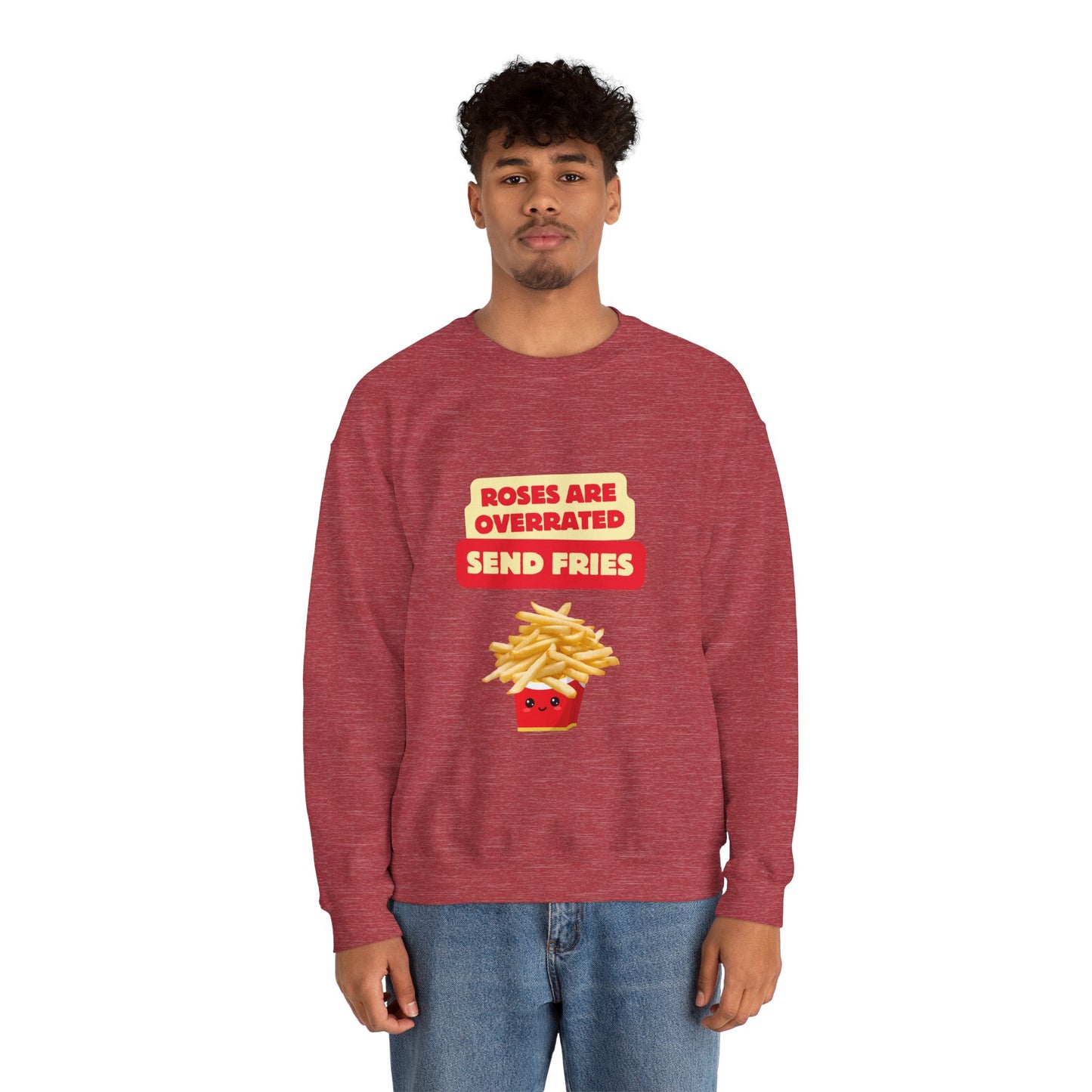 Unisex Heavy Blend™ Crewneck Sweatshirt "Roses Are Overrated Send Fries"