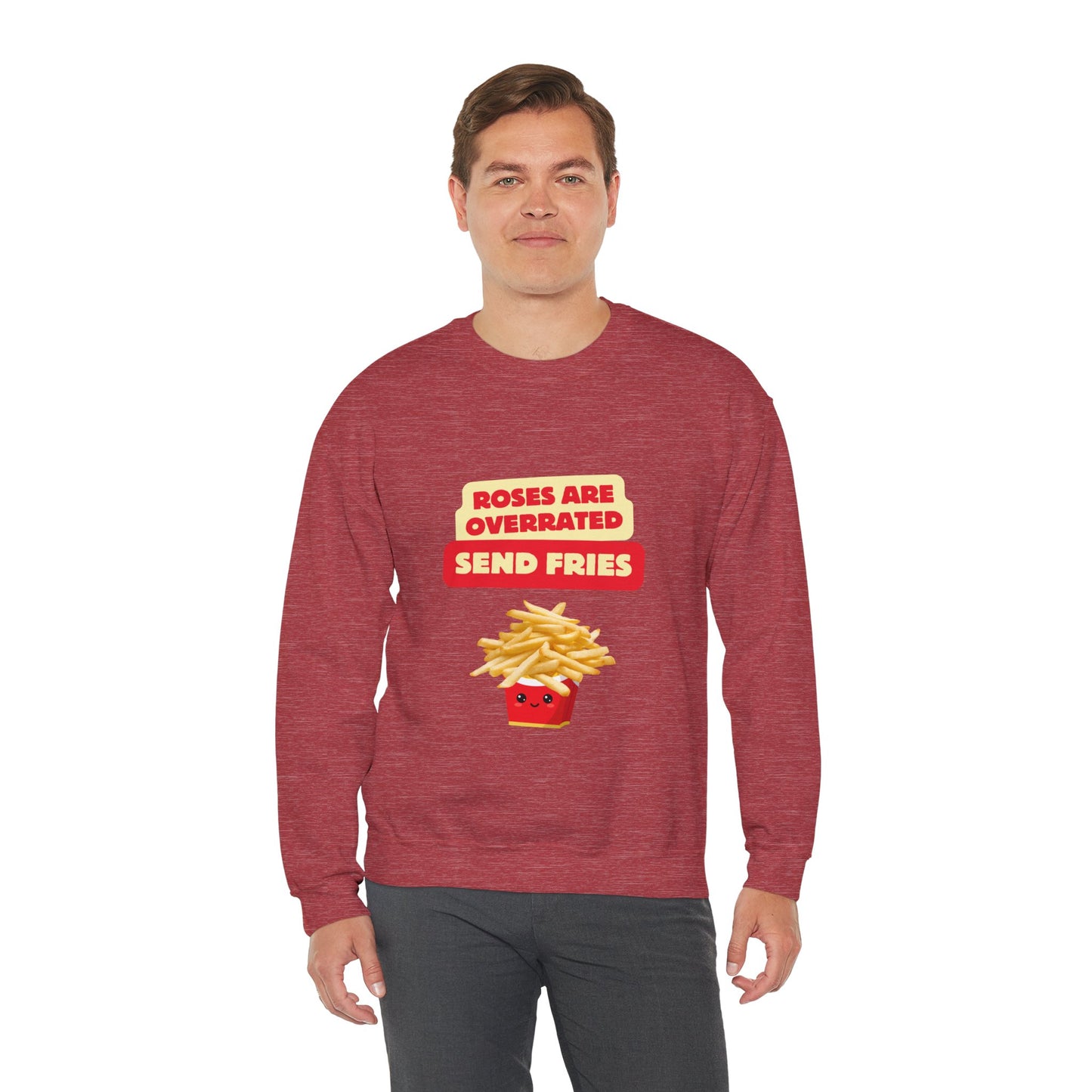 Unisex Heavy Blend™ Crewneck Sweatshirt "Roses Are Overrated Send Fries"