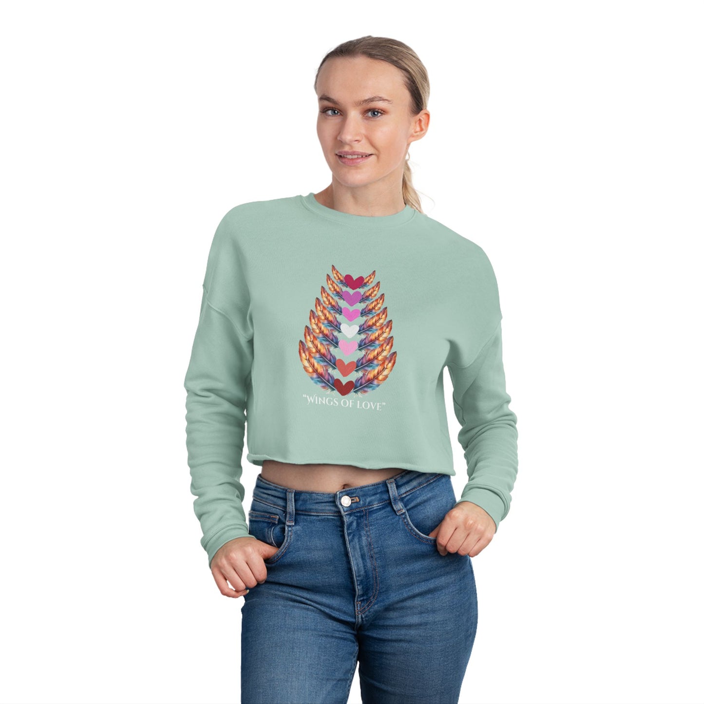 Women's Cropped Sweatshirt Relaxed Fit "Wings of Love"