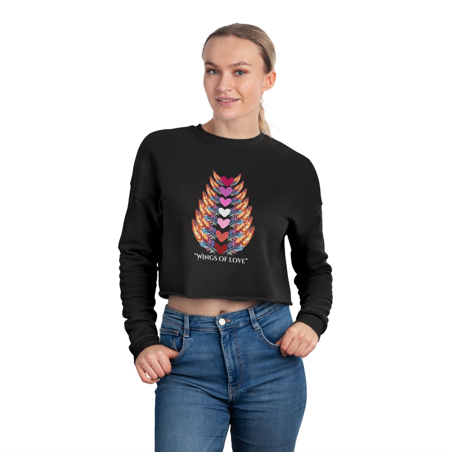 Women's Cropped Sweatshirt Relaxed Fit "Wings of Love"