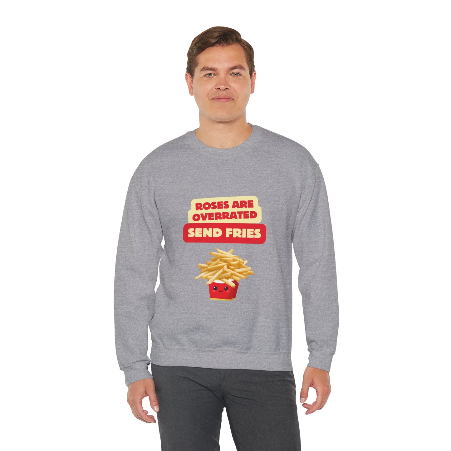 Unisex Heavy Blend™ Crewneck Sweatshirt "Roses Are Overrated Send Fries"