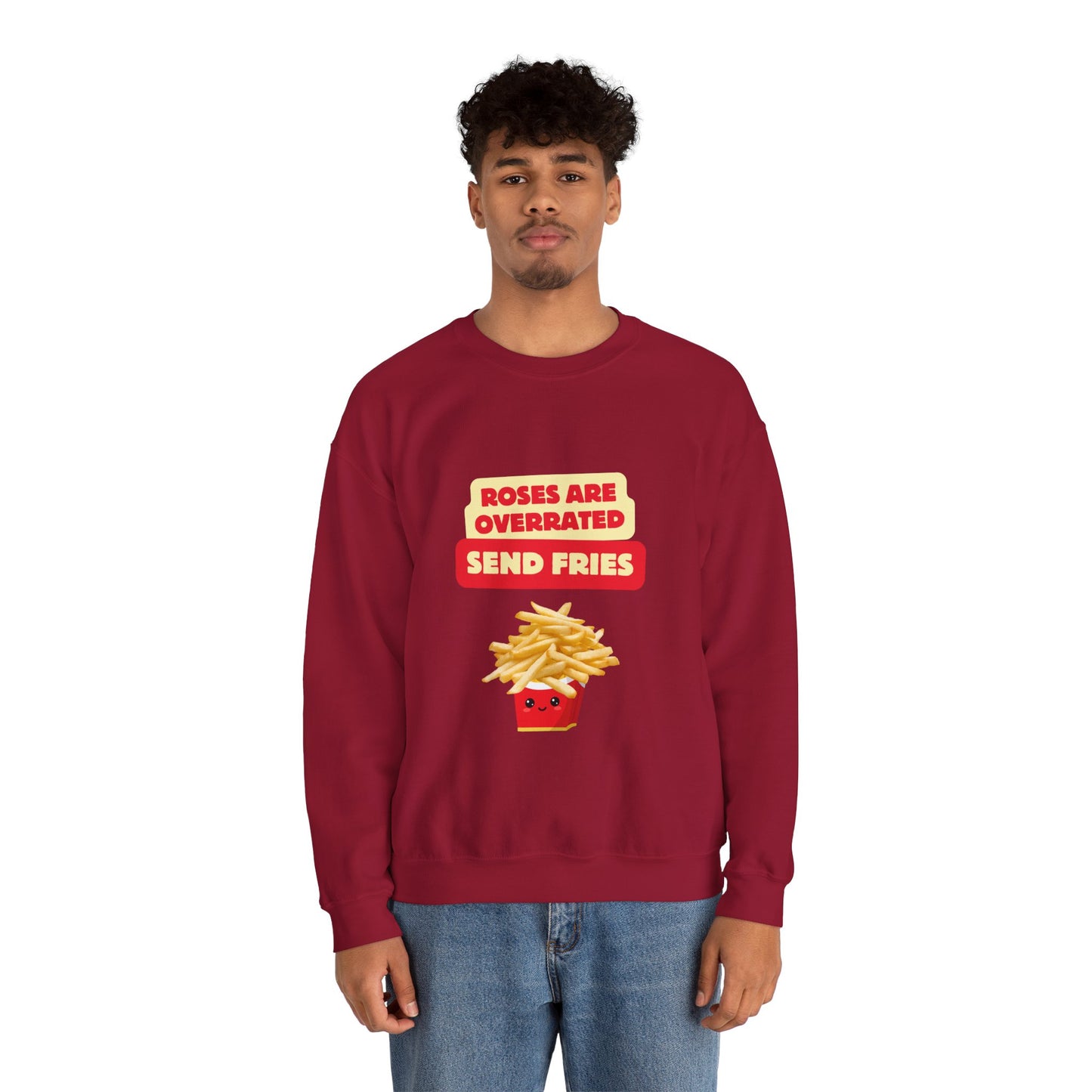 Unisex Heavy Blend™ Crewneck Sweatshirt "Roses Are Overrated Send Fries"