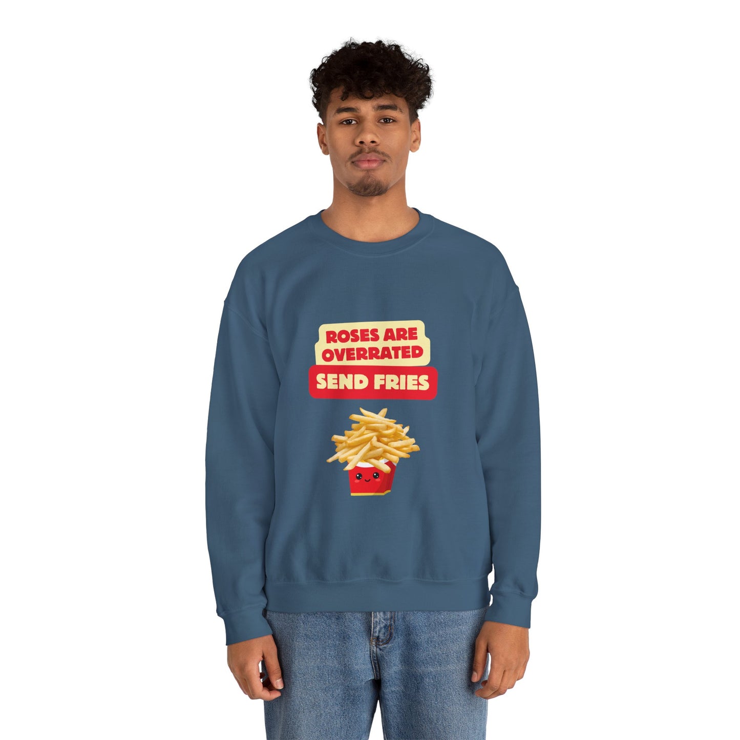 Unisex Heavy Blend™ Crewneck Sweatshirt "Roses Are Overrated Send Fries"