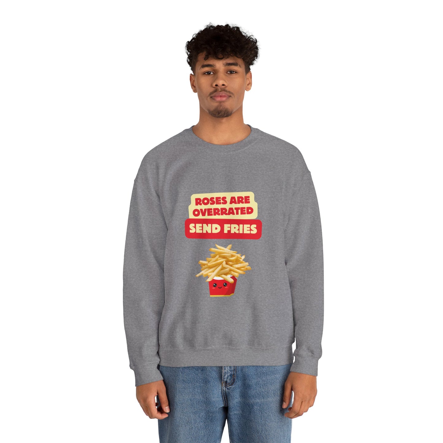 Unisex Heavy Blend™ Crewneck Sweatshirt "Roses Are Overrated Send Fries"