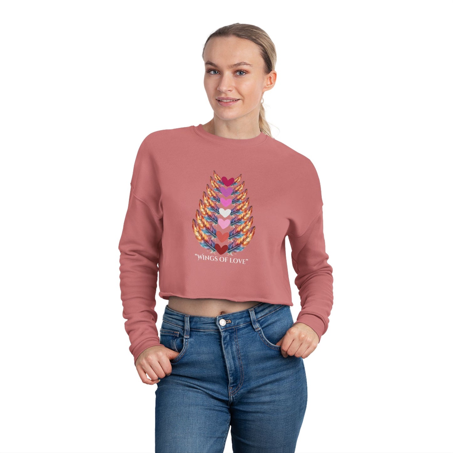 Women's Cropped Sweatshirt Relaxed Fit "Wings of Love"