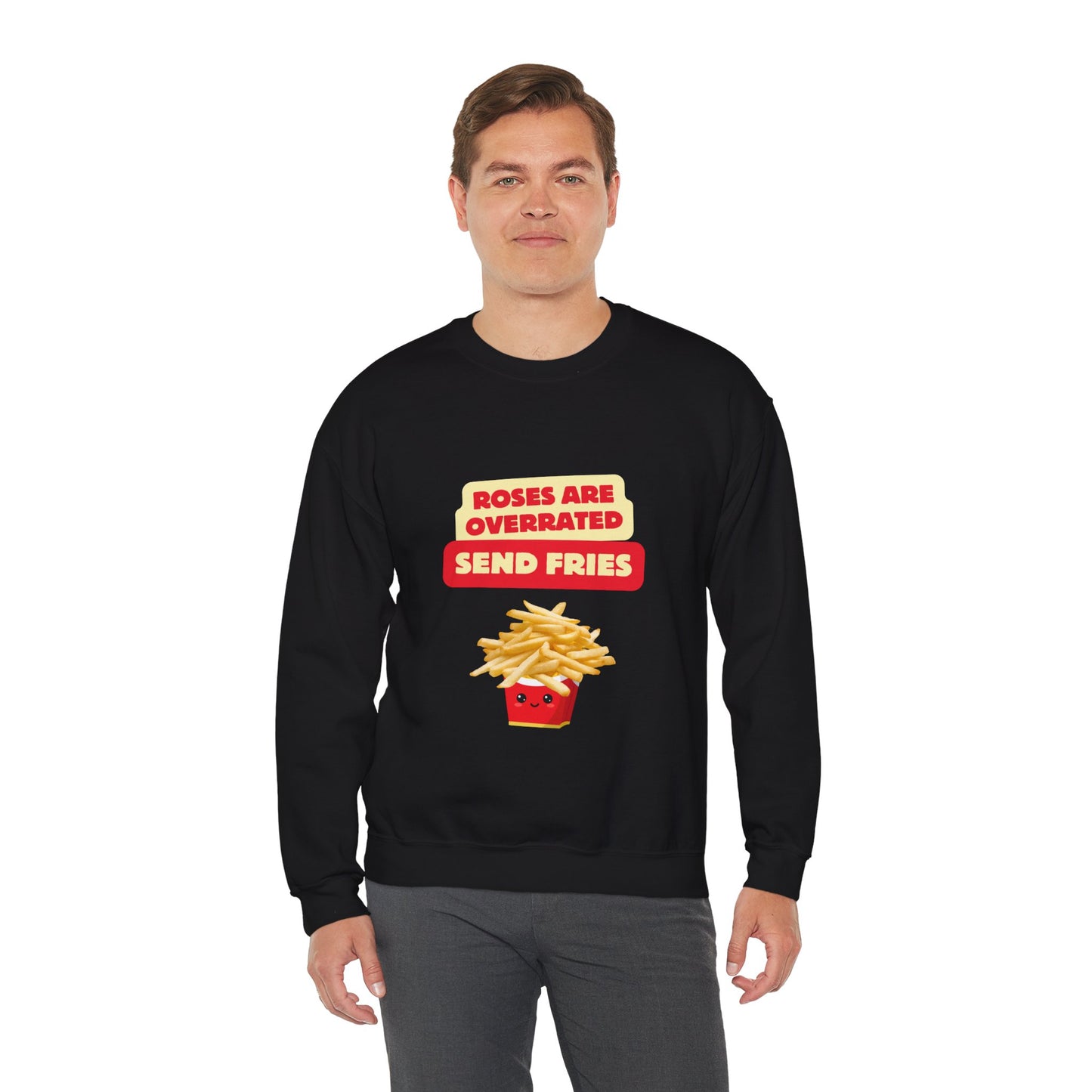 Unisex Heavy Blend™ Crewneck Sweatshirt "Roses Are Overrated Send Fries"