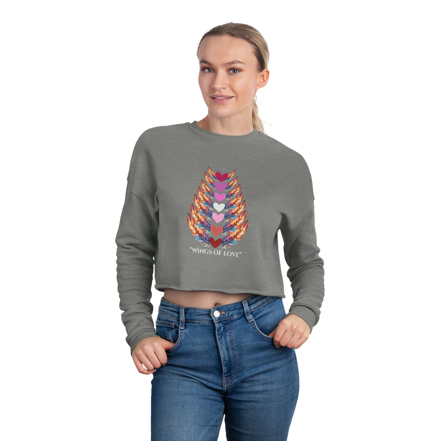 Women's Cropped Sweatshirt Relaxed Fit "Wings of Love"