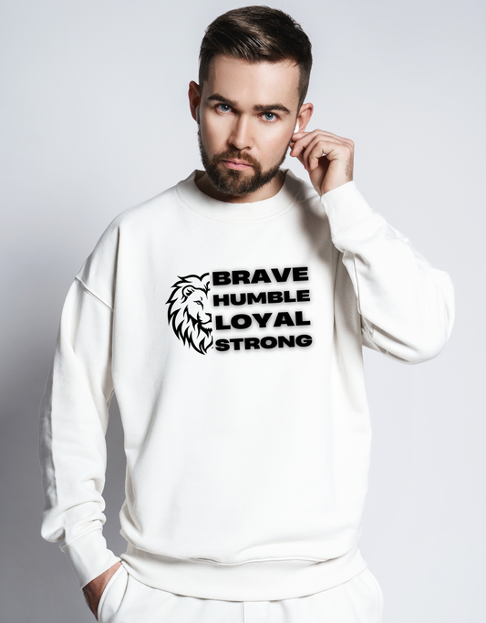 Unisex Heavy Blend™ Crewneck Sweatshirt Brave Humble Loyal Strong Lion