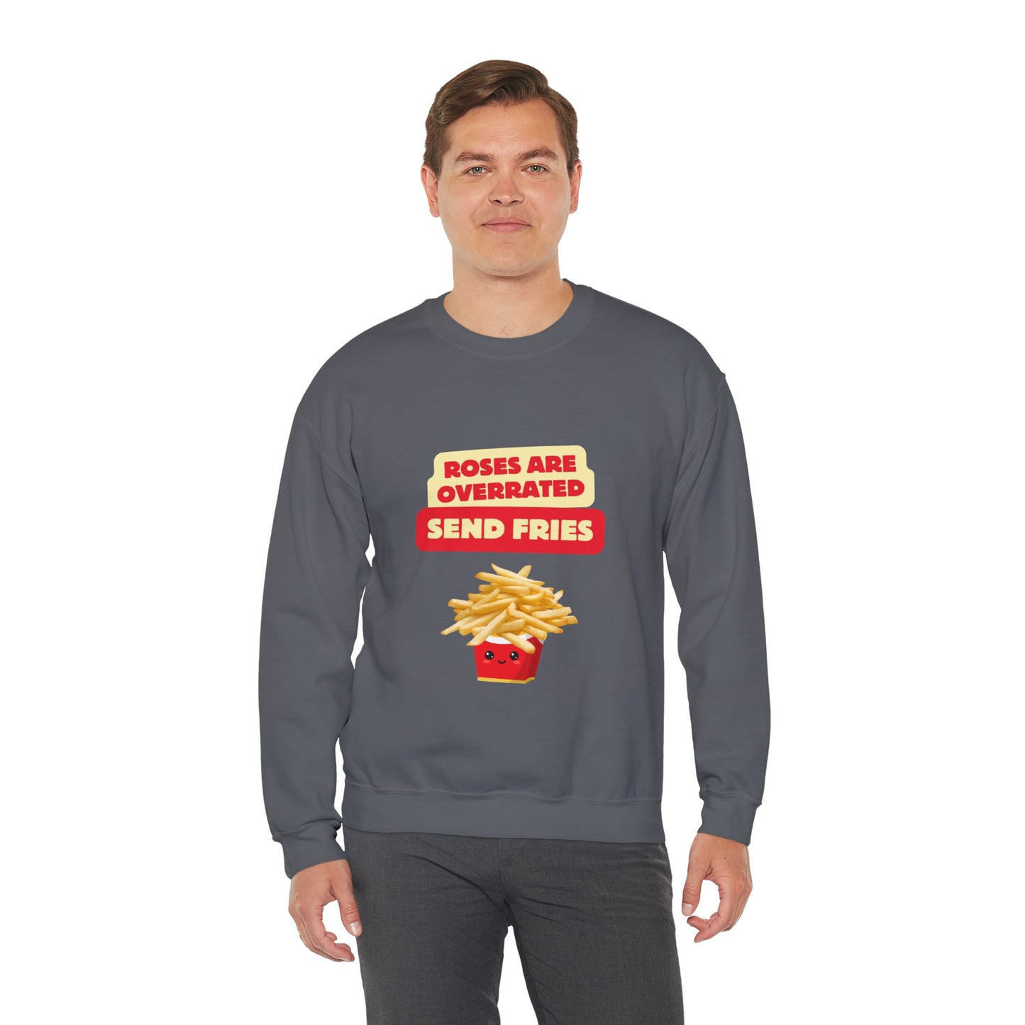 Unisex Heavy Blend™ Crewneck Sweatshirt "Roses Are Overrated Send Fries"