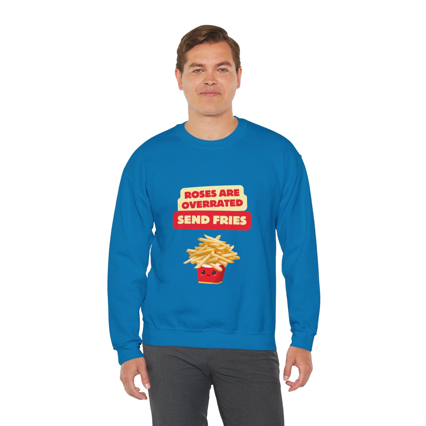 Unisex Heavy Blend™ Crewneck Sweatshirt "Roses Are Overrated Send Fries"