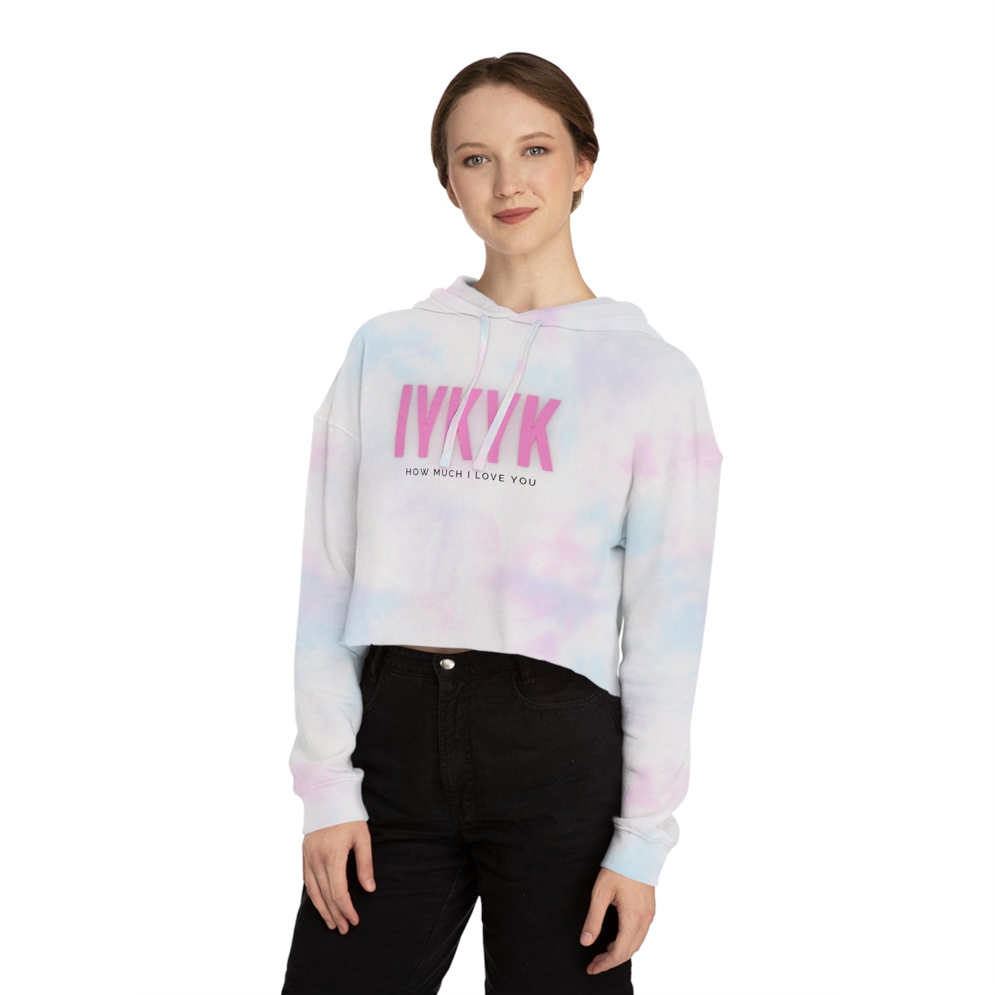 Women’s Cropped Hooded Sweatshirt "IYKYK How Much I Love You"
