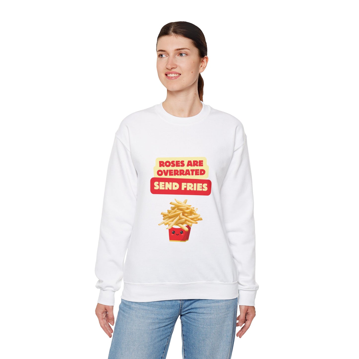 Unisex Heavy Blend™ Crewneck Sweatshirt "Roses Are Overrated Send Fries"