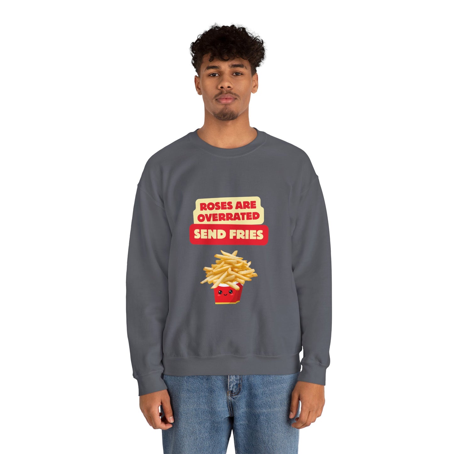 Unisex Heavy Blend™ Crewneck Sweatshirt "Roses Are Overrated Send Fries"