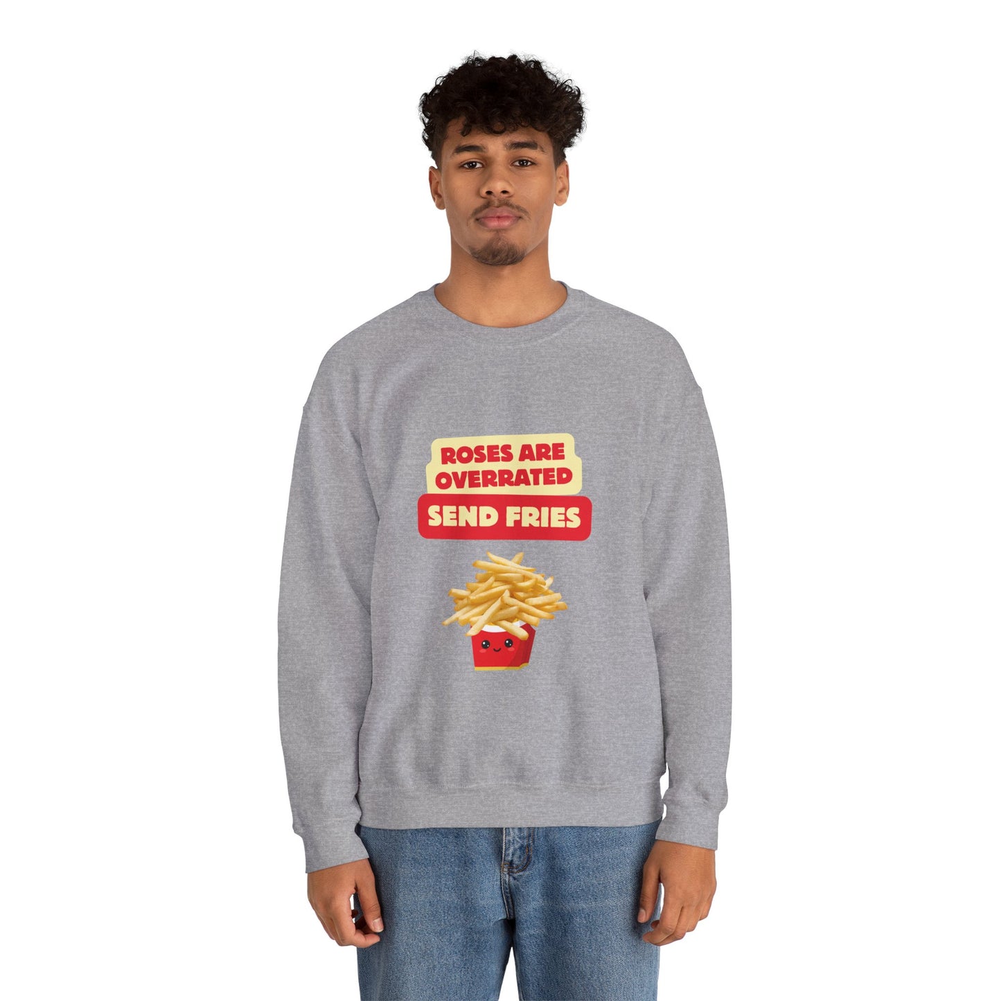 Unisex Heavy Blend™ Crewneck Sweatshirt "Roses Are Overrated Send Fries"