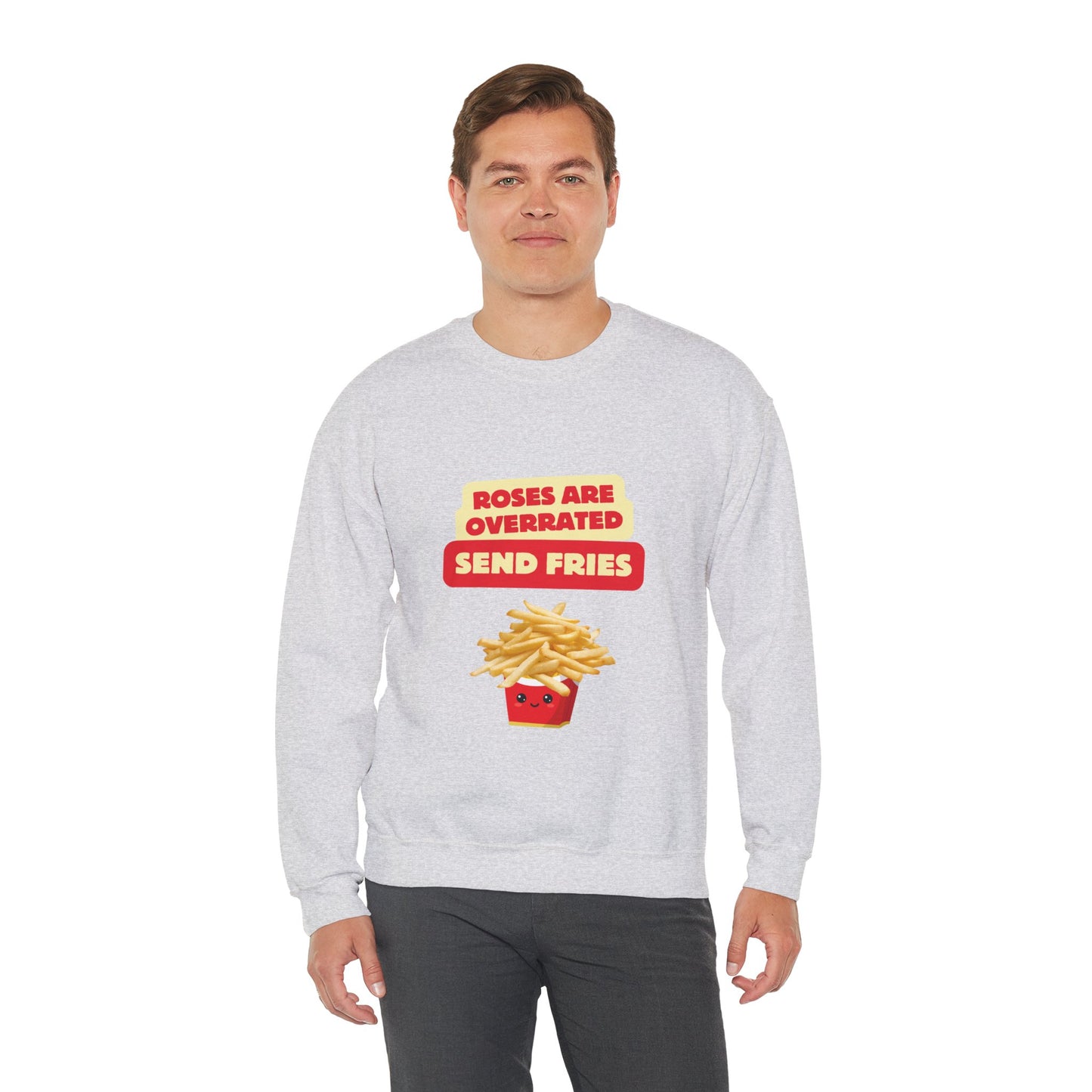 Unisex Heavy Blend™ Crewneck Sweatshirt "Roses Are Overrated Send Fries"