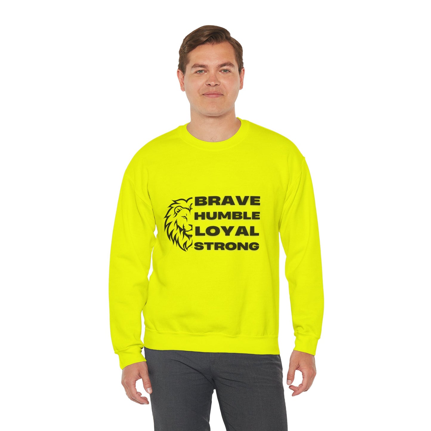 Unisex Heavy Blend™ Crewneck Sweatshirt Brave Humble Loyal Strong Lion