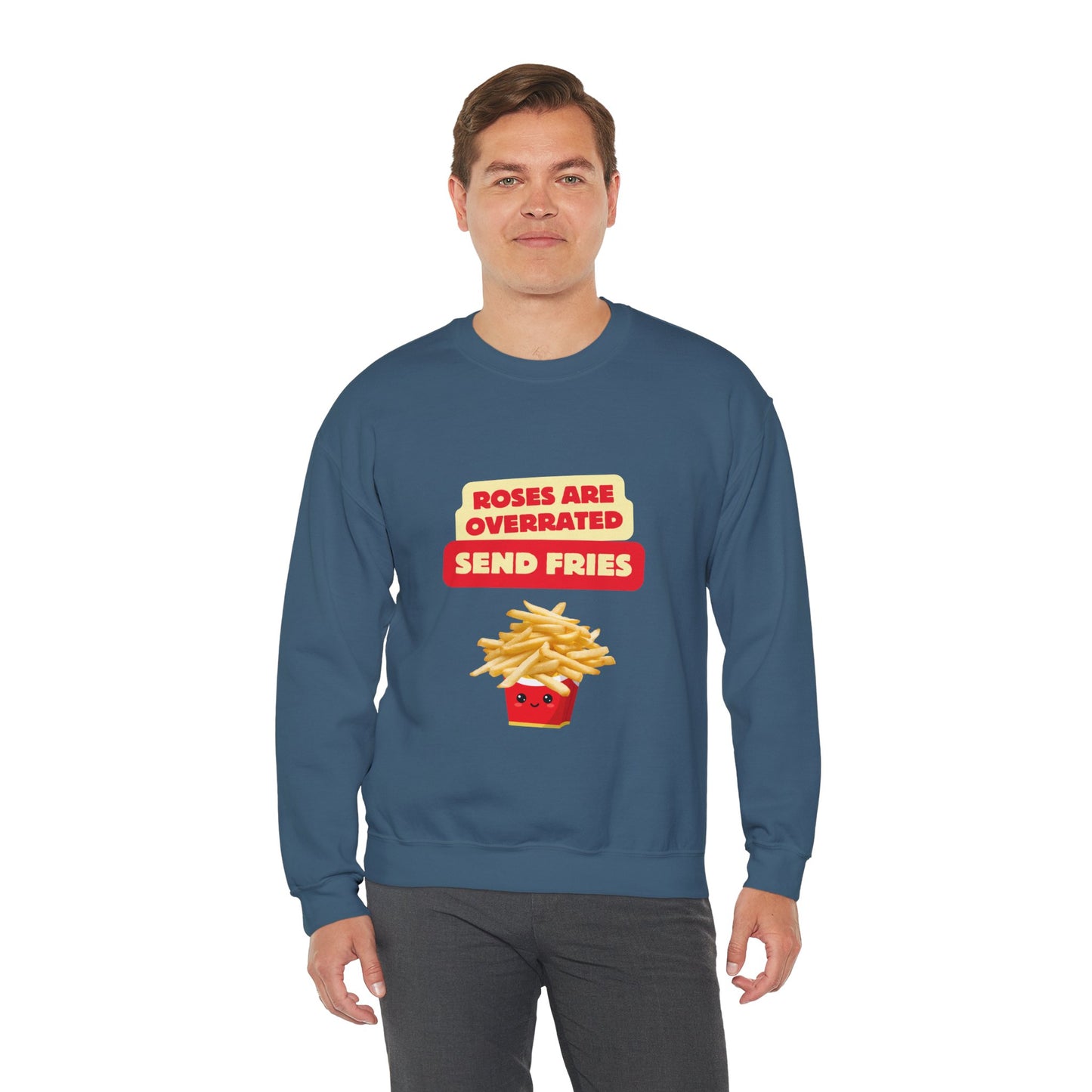 Unisex Heavy Blend™ Crewneck Sweatshirt "Roses Are Overrated Send Fries"