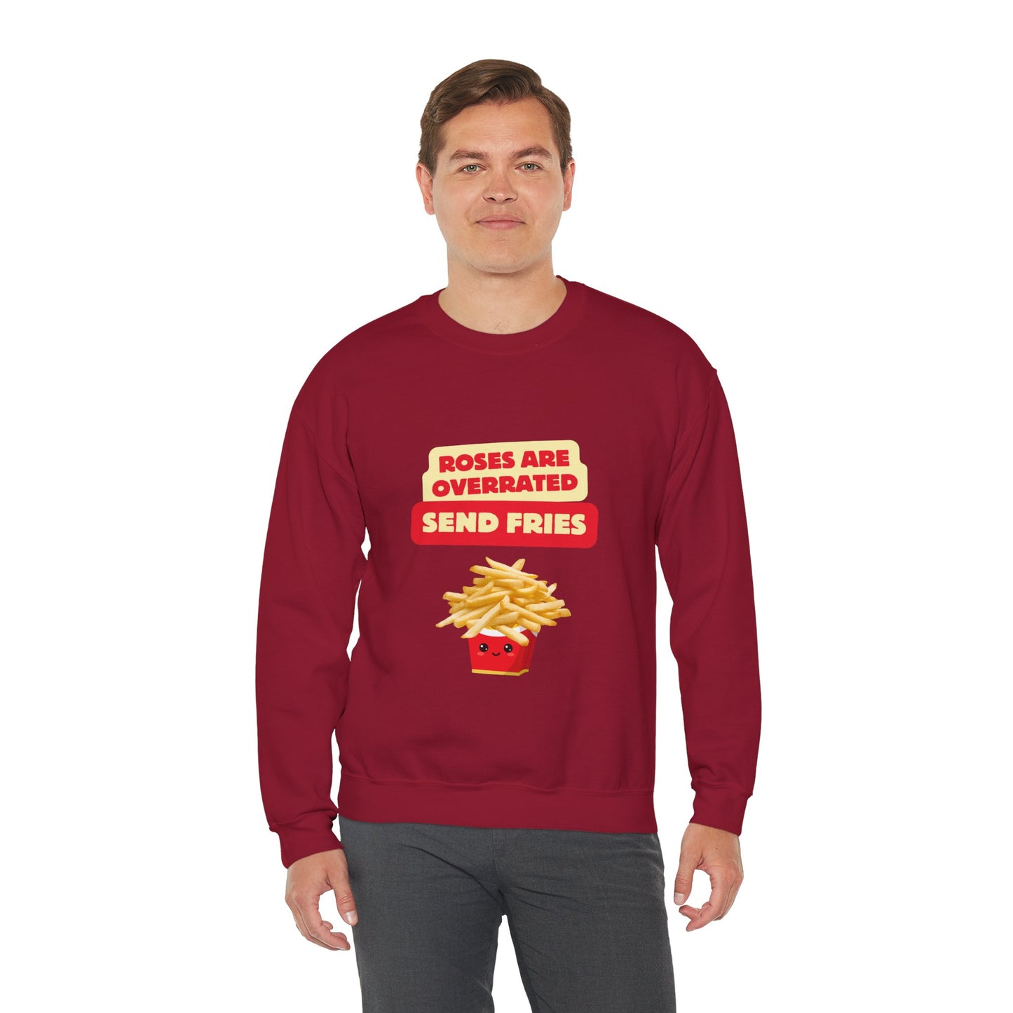Unisex Heavy Blend™ Crewneck Sweatshirt "Roses Are Overrated Send Fries"