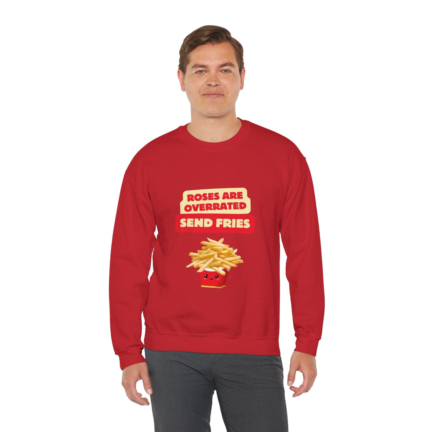 Unisex Heavy Blend™ Crewneck Sweatshirt "Roses Are Overrated Send Fries"