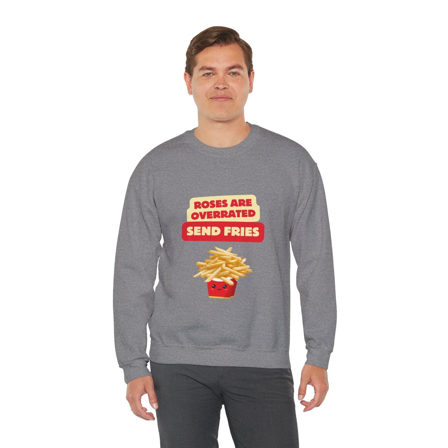 Unisex Heavy Blend™ Crewneck Sweatshirt "Roses Are Overrated Send Fries"