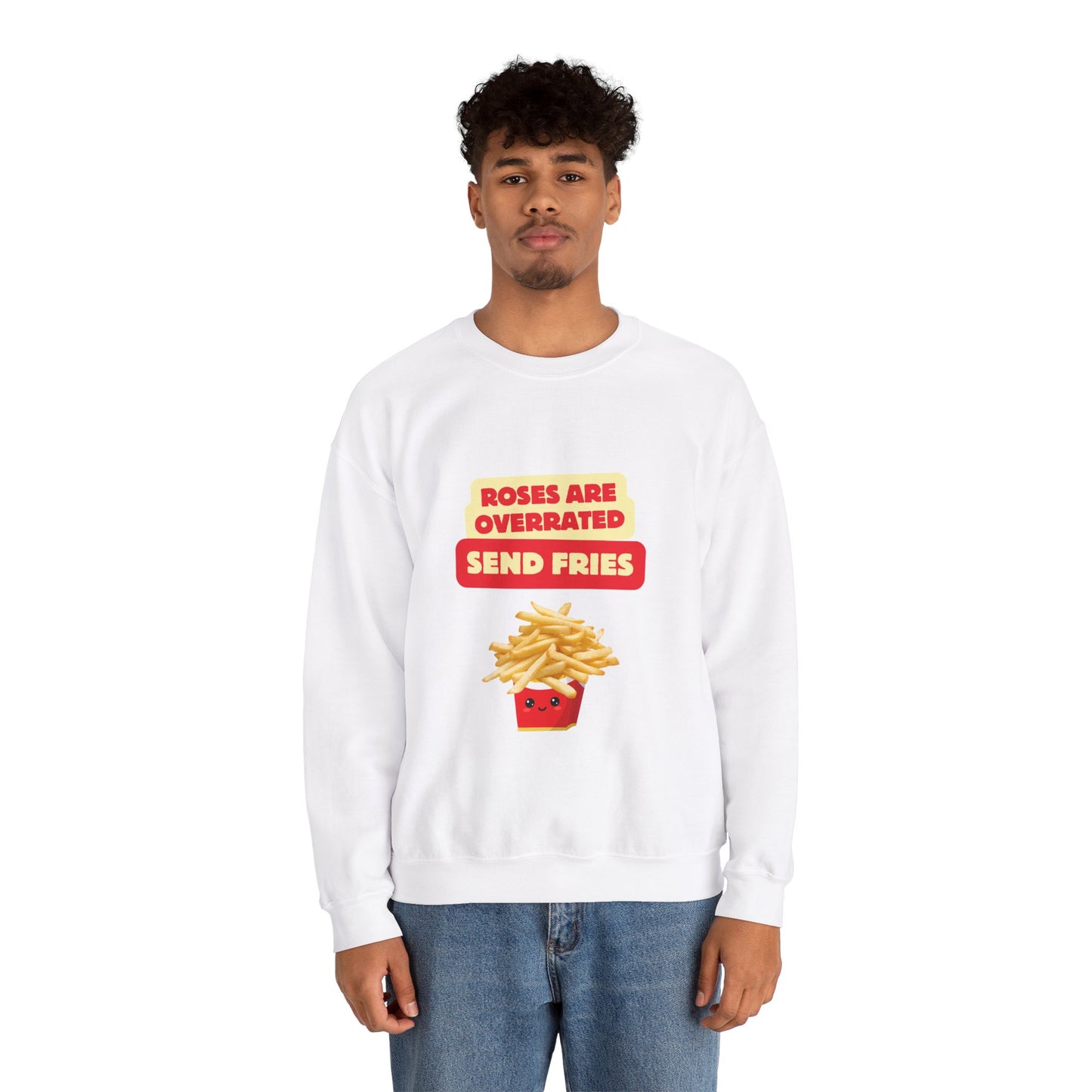 Unisex Heavy Blend™ Crewneck Sweatshirt "Roses Are Overrated Send Fries"