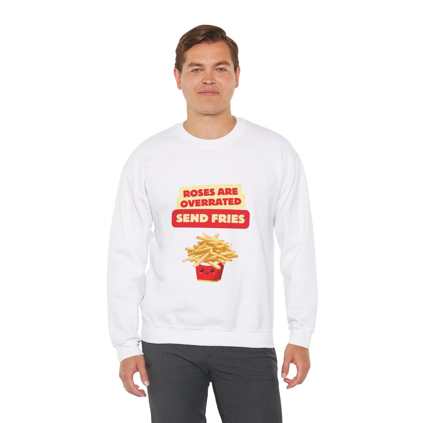 Unisex Heavy Blend™ Crewneck Sweatshirt "Roses Are Overrated Send Fries"